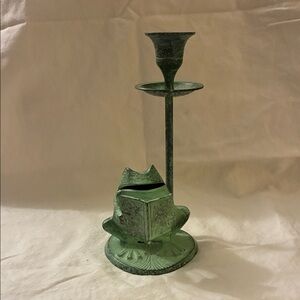 Green Frog Candle Holder